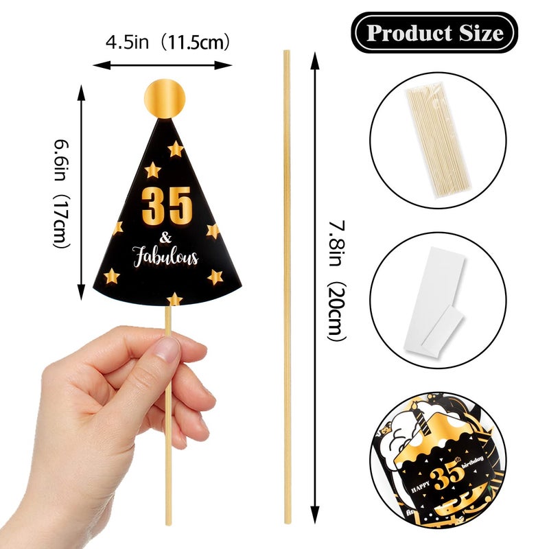 LINGTEER Happy 35th Birthday Party Photo Booth Props,Cheers to 35th Birthday 35th Years Old Bday Party Centerpieces Props Decorations Sign. - Image 2